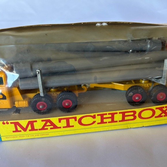 Vintage Matchbox King Size K-10 Pipe Truck Lesney Product Yellow Diecast In Box - Picture 6 of 8